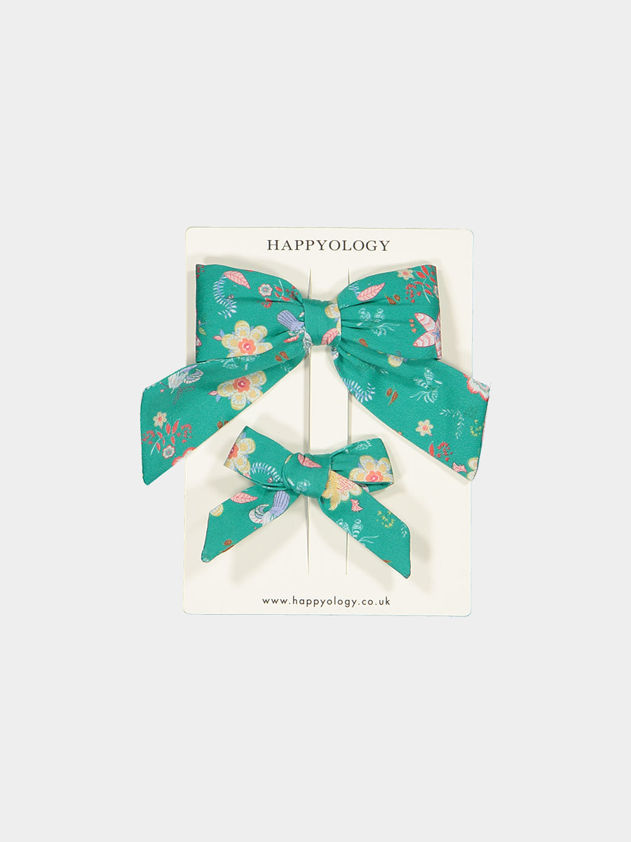 Perrie Hair Bow Clip Set of 2, Green Tropicana – view 2