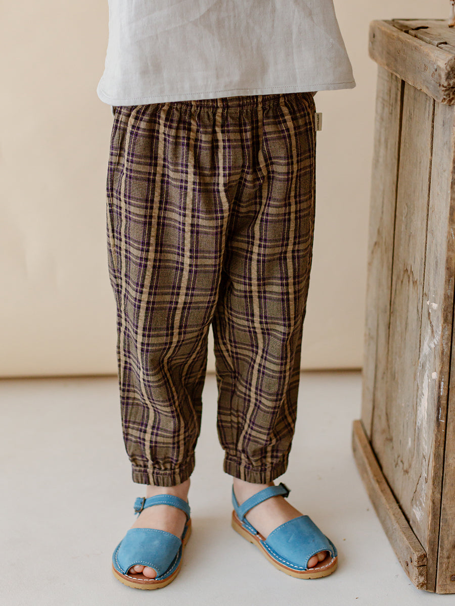 Hempden Trousers,Purple Check – Happyology