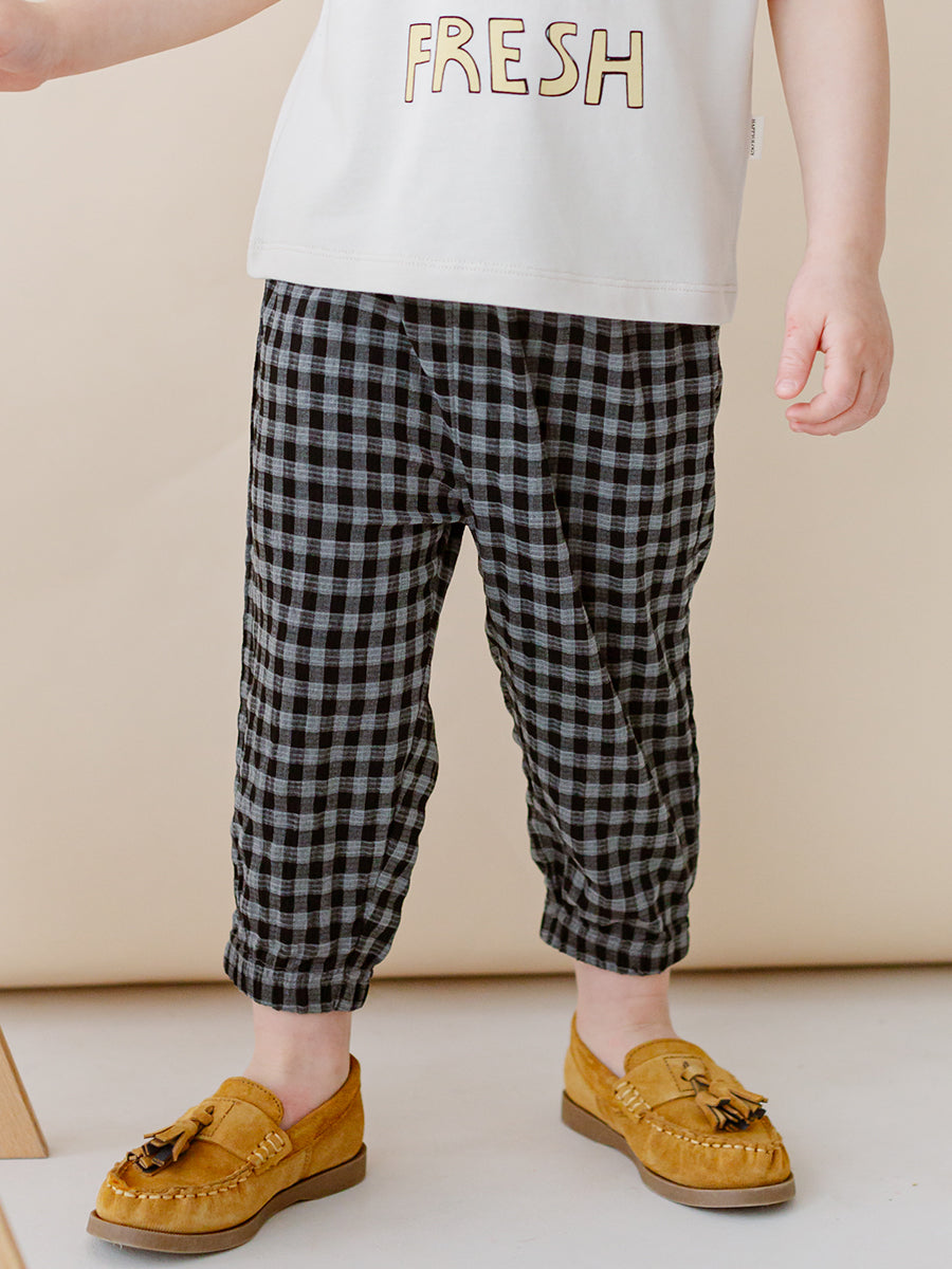 Hempden Trousers,Charcoal Grey Check – Happyology