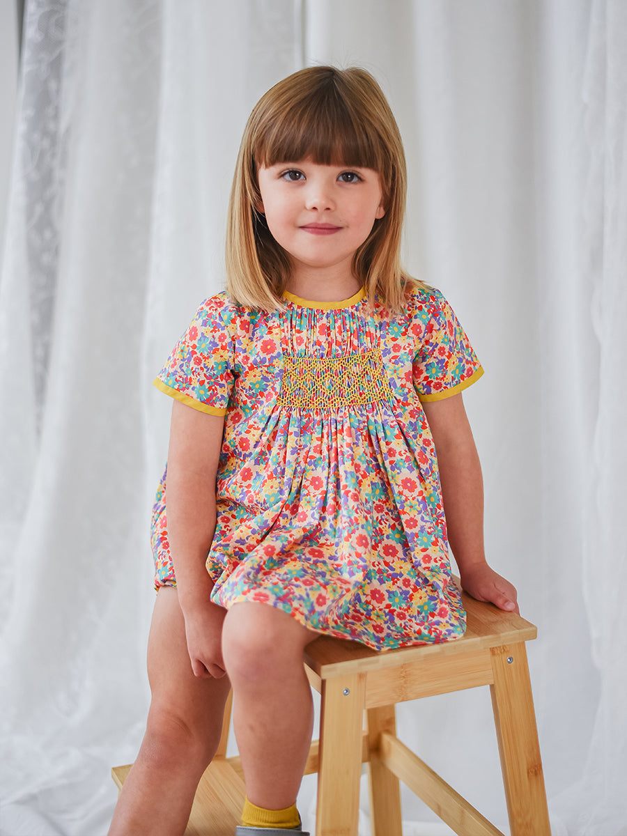 Odette 2-Piece Smocked Top and Bloomers Set, Ritz Bouquet – view 4