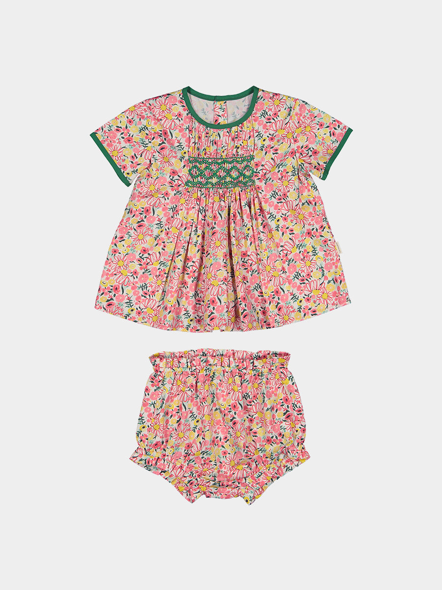 Odette 2-Piece Smocked Top and Bloomers Set, Colourful Newnham – view 2