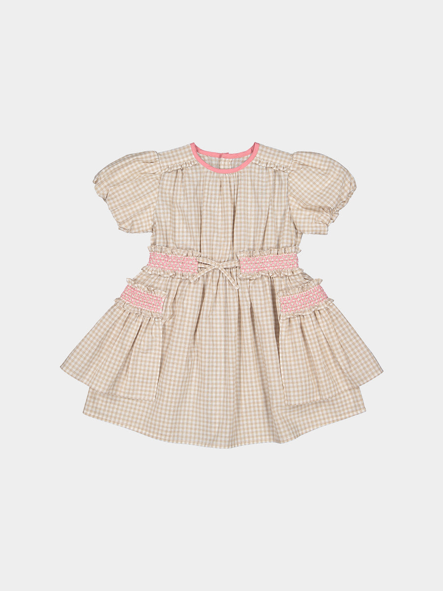 Leilani Smocked Dress, Mocca Check – view 2