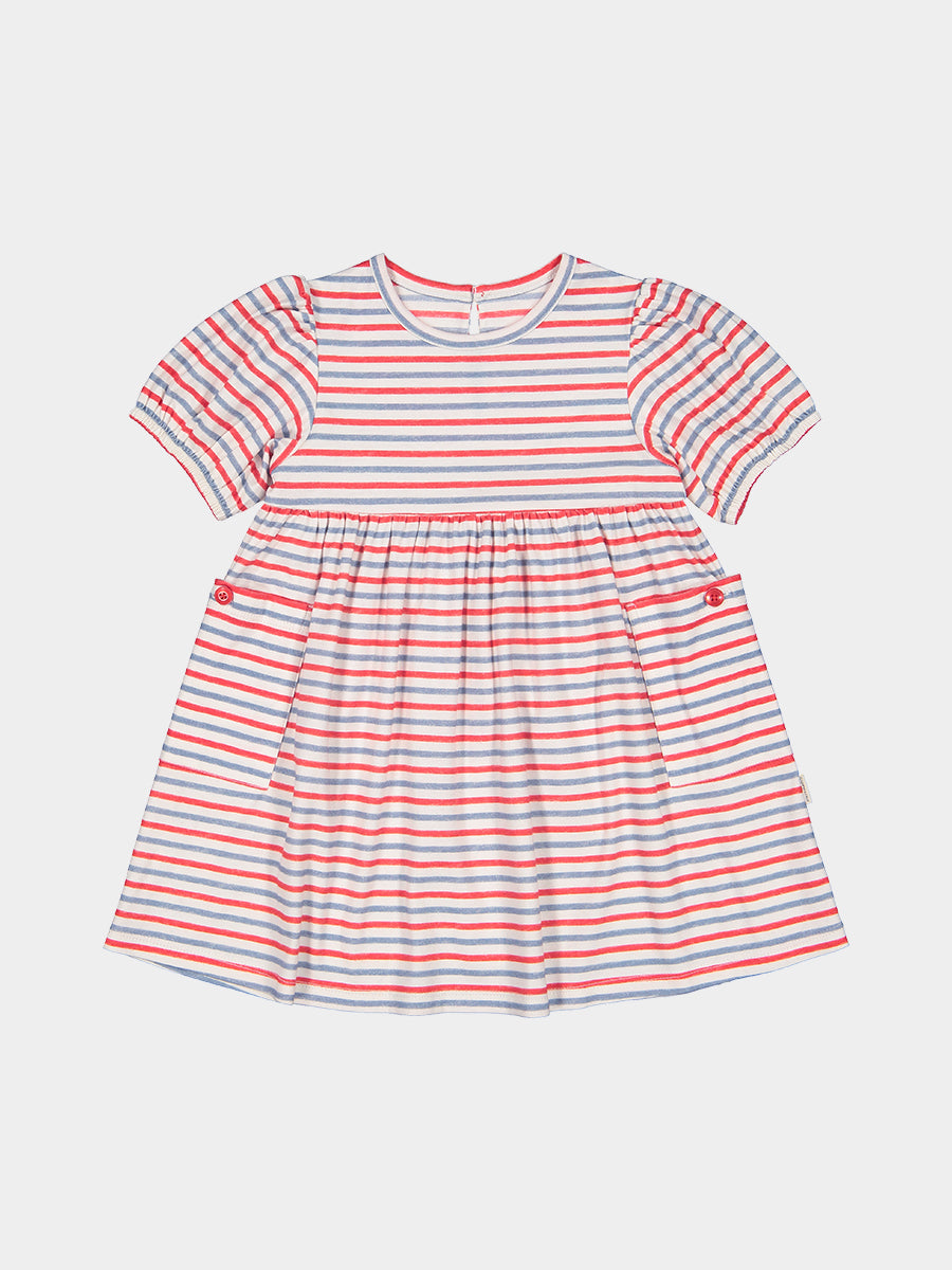 Phoebe Cotton Jersey Dress,Red Stripes – view 2