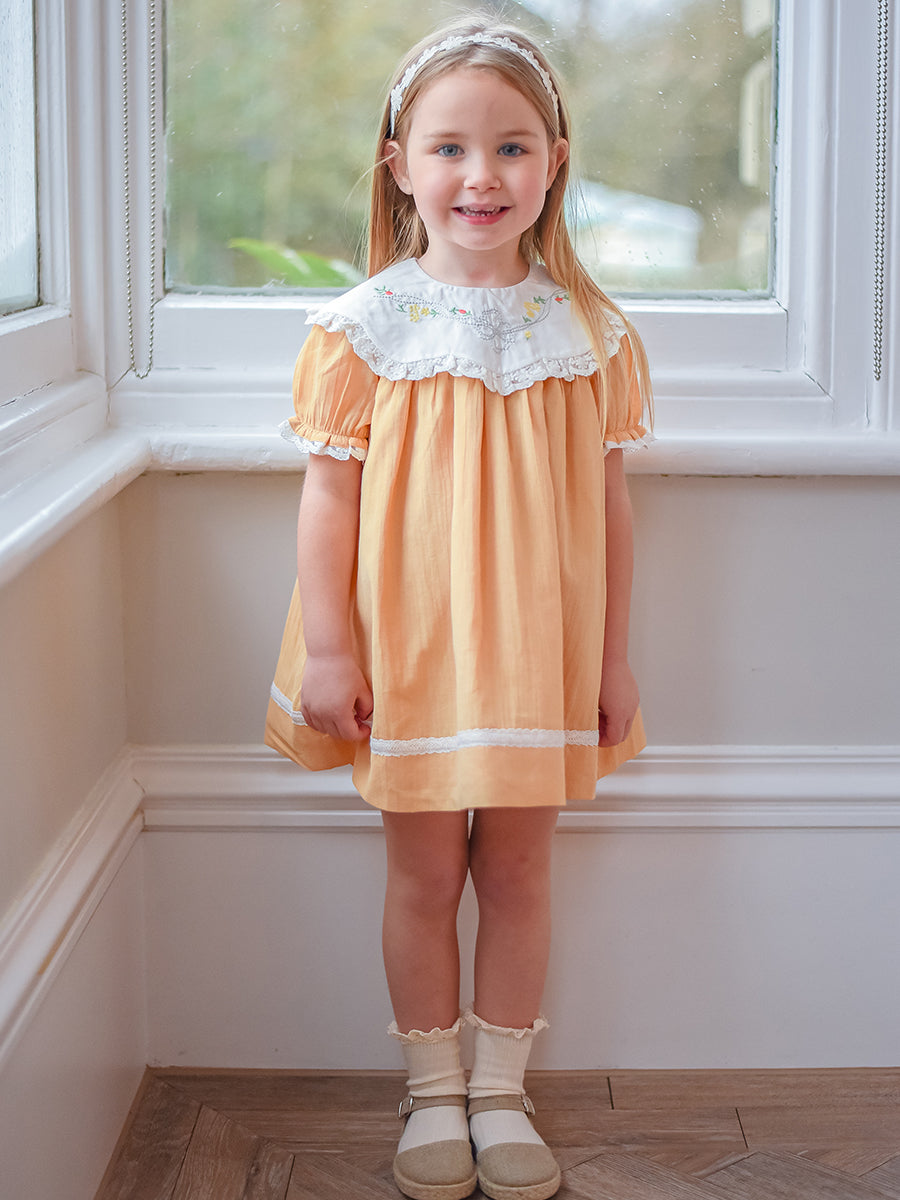 Livana Embroidered Dress,Butter Yellow – Happyology