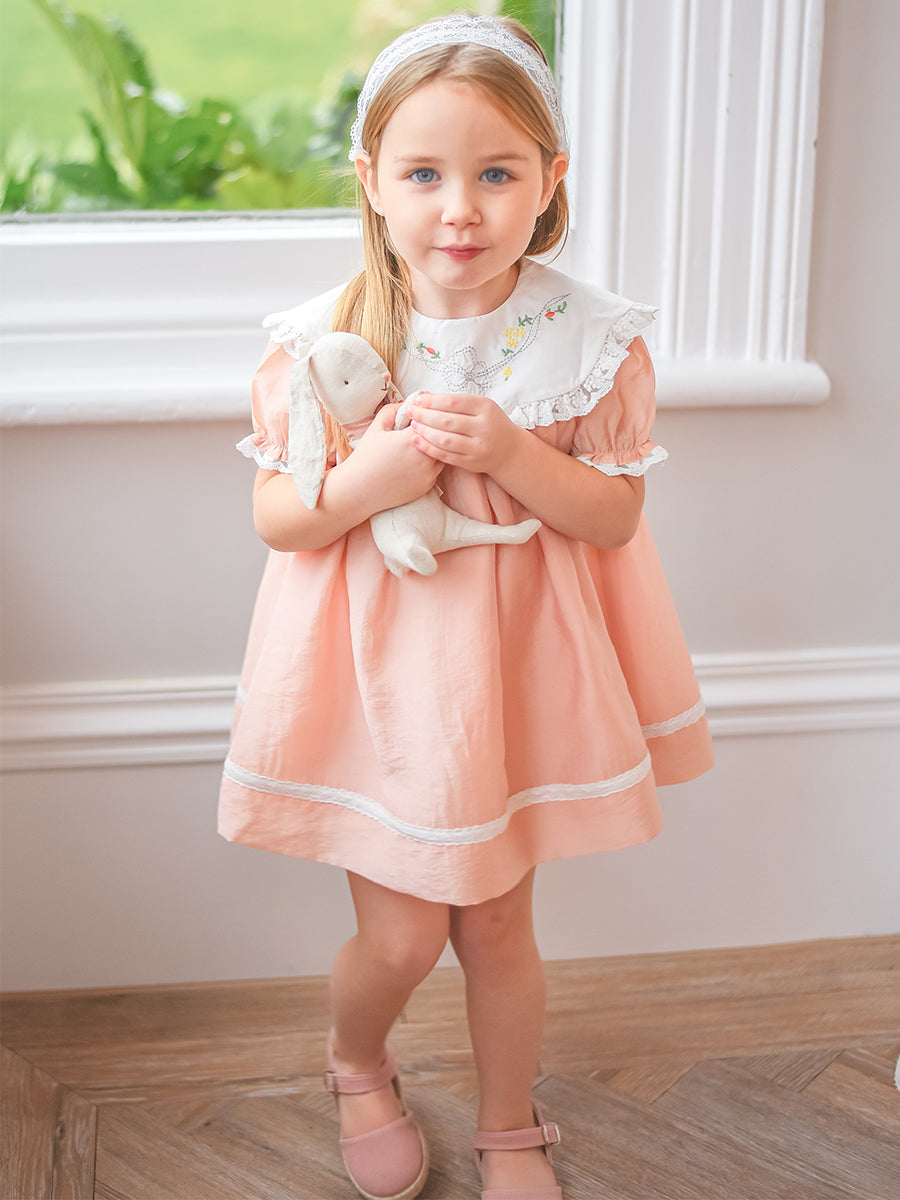 Livana Embroidered Dress,Blush Pink – Happyology
