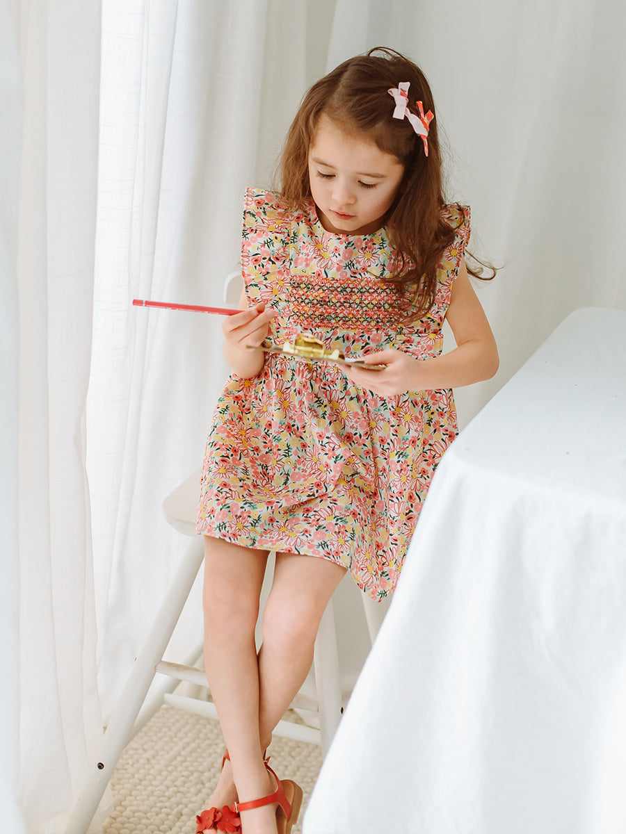 Laurel Smocked Dress, Colourful Newnham – view 3