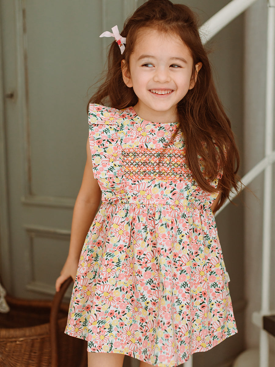 Laurel Smocked Dress, Colourful Newnham – view 5