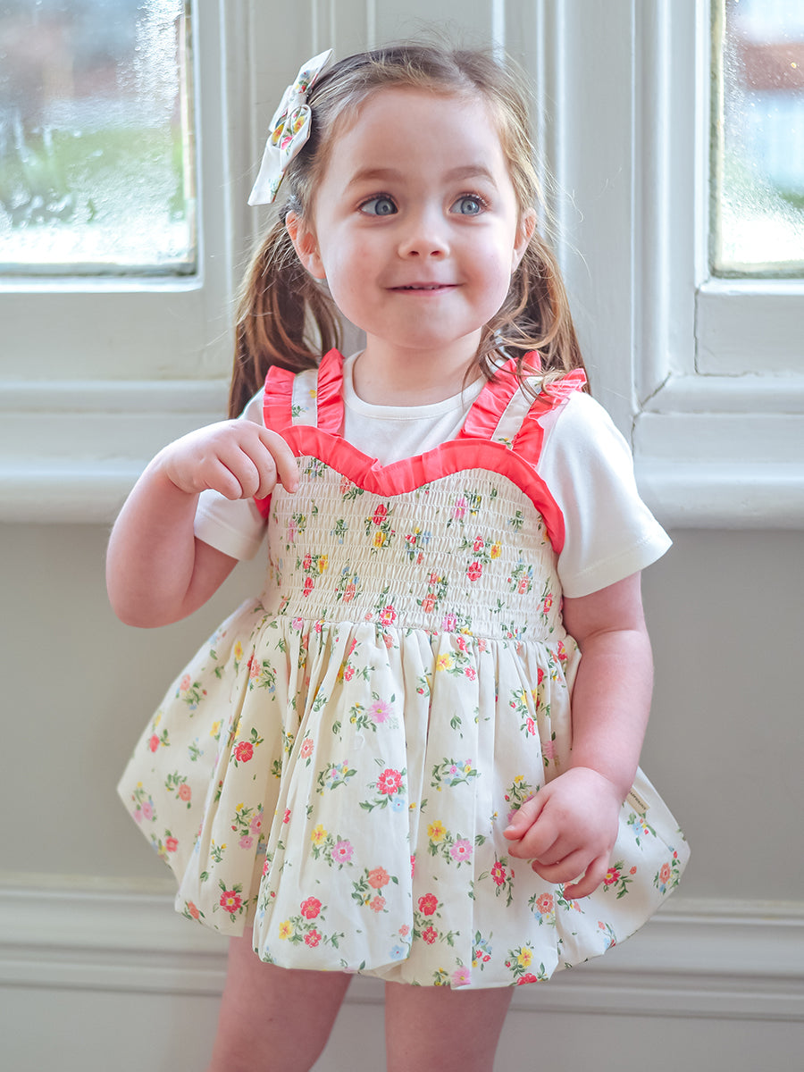 Jeanine 3-Piece Smocked Top T-Shirt Bloomers Set, Kew Gardens – view 3