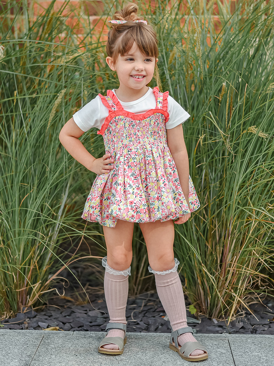 Jeanine 3-Piece Smocked Top T-Shirt Bloomers Set, Colourful Newnham – view 5