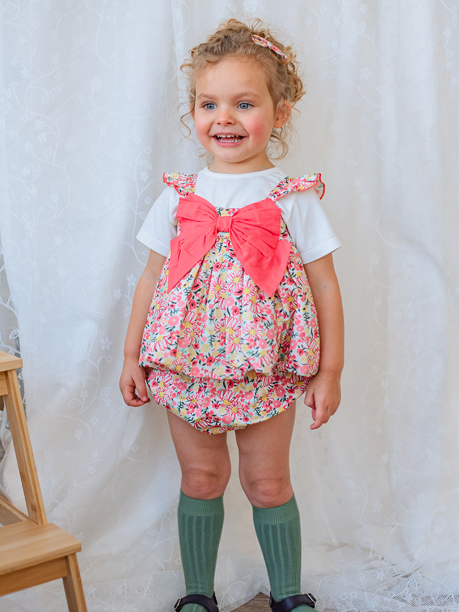 Theresa 3-Piece Floral Top T-Shirt and Bloomers Set, Colourful Newnham – Happyology