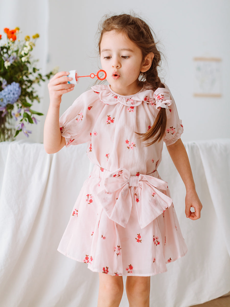 Yvonne 2-Piece Floral Blouse and Skirt Set, Embroidered Florets – view 3