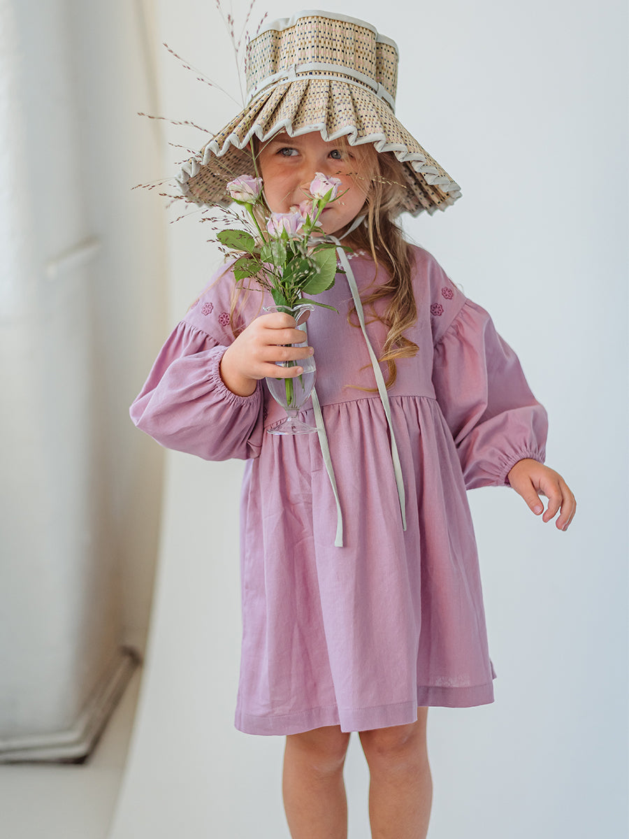 Myrtle Embroidery Dress, Mauve – view 5