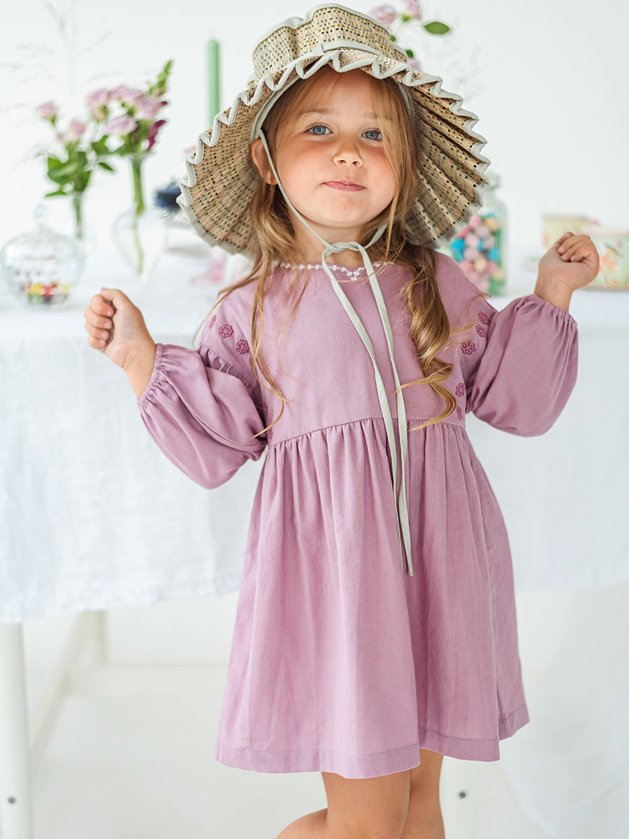 Myrtle Embroidery Dress, Mauve – view 6