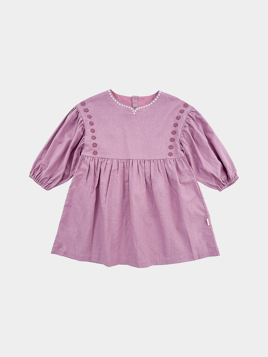 Myrtle Embroidery Dress, Mauve – view 2