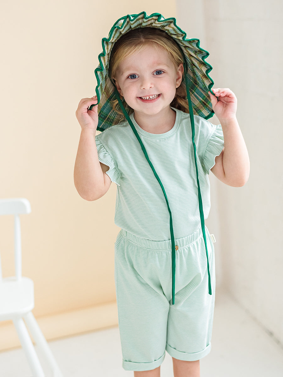 Aria Jersey Tee, Green Stripe – view 3
