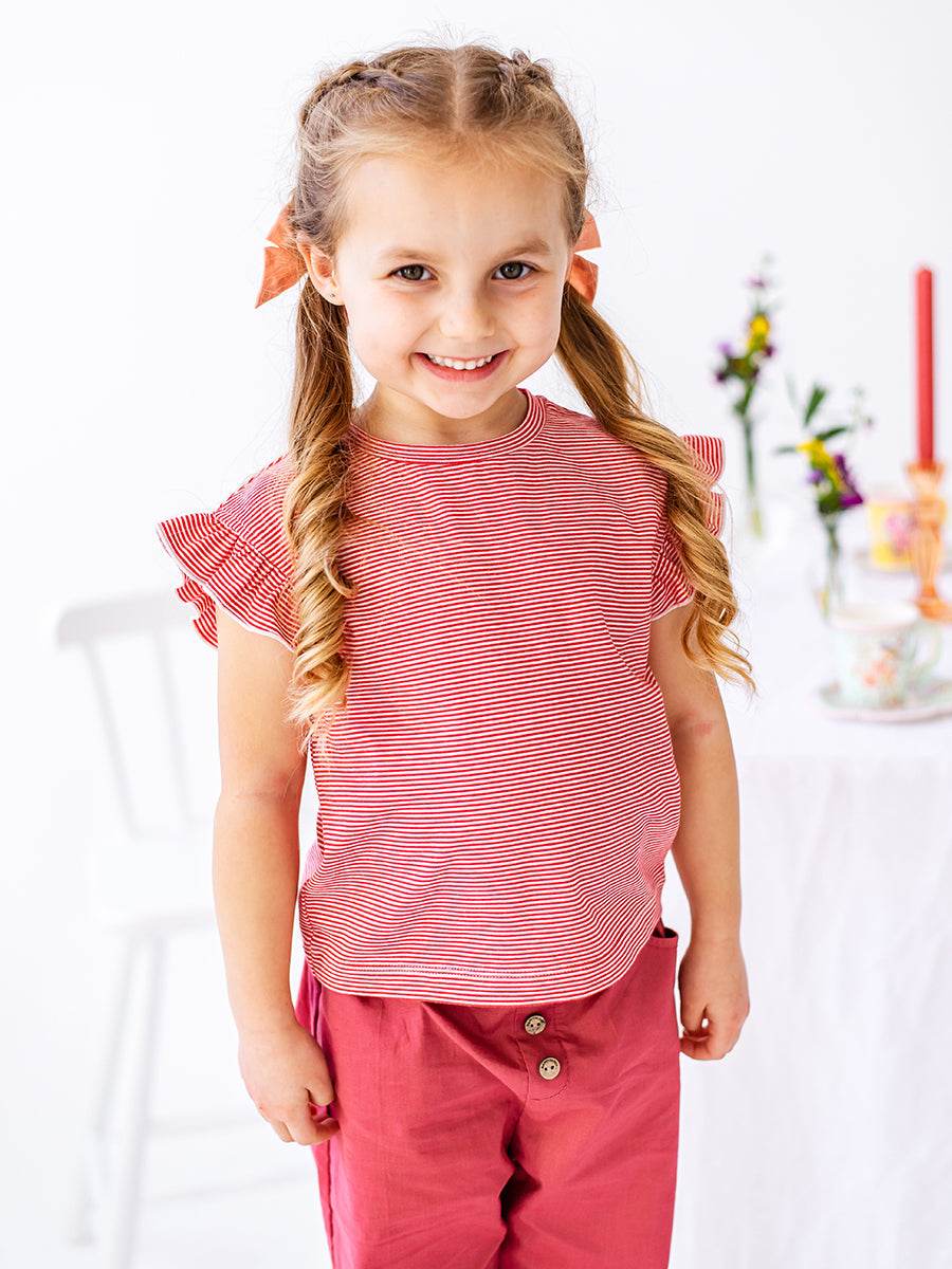 Aria Jersey Tee, Red Stripe – Happyology