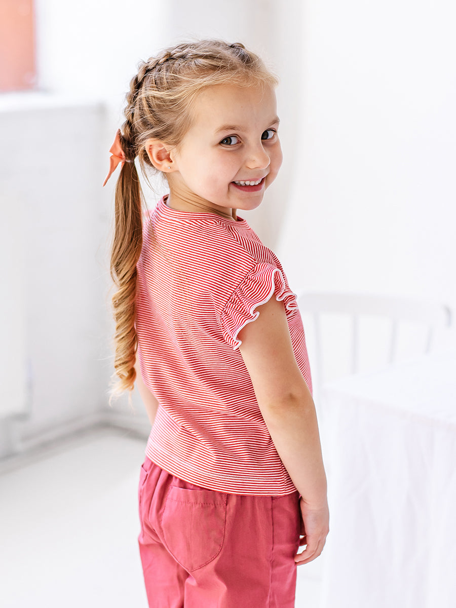 Aria Jersey Tee, Red Stripe – view 3