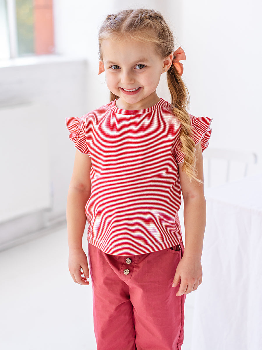 Aria Jersey Tee, Red Stripe – view 4