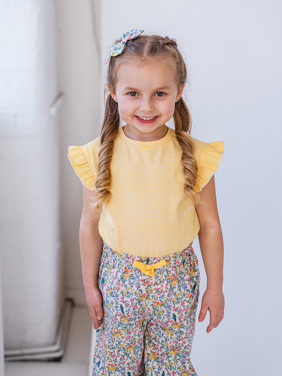 Aria Jersey Tee, Yellow Stripe – Happyology