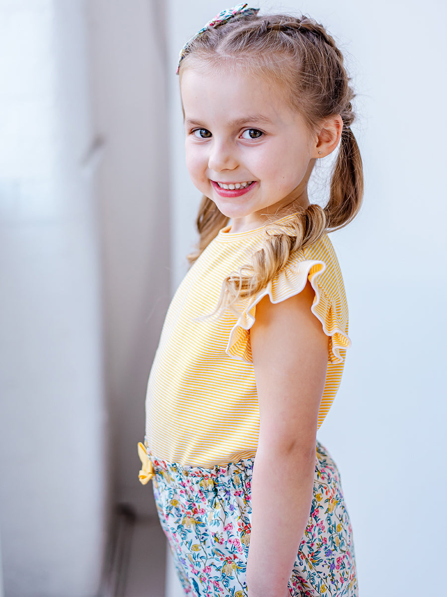 Aria Jersey Tee, Yellow Stripe – view 3