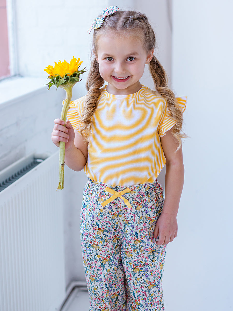 Aria Jersey Tee, Yellow Stripe – view 4