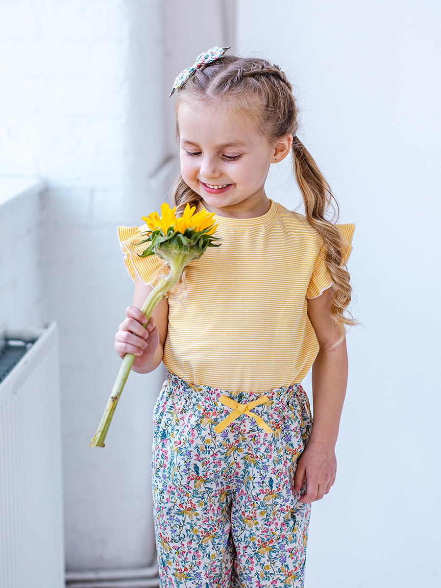 Aria Jersey Tee, Yellow Stripe – view 5