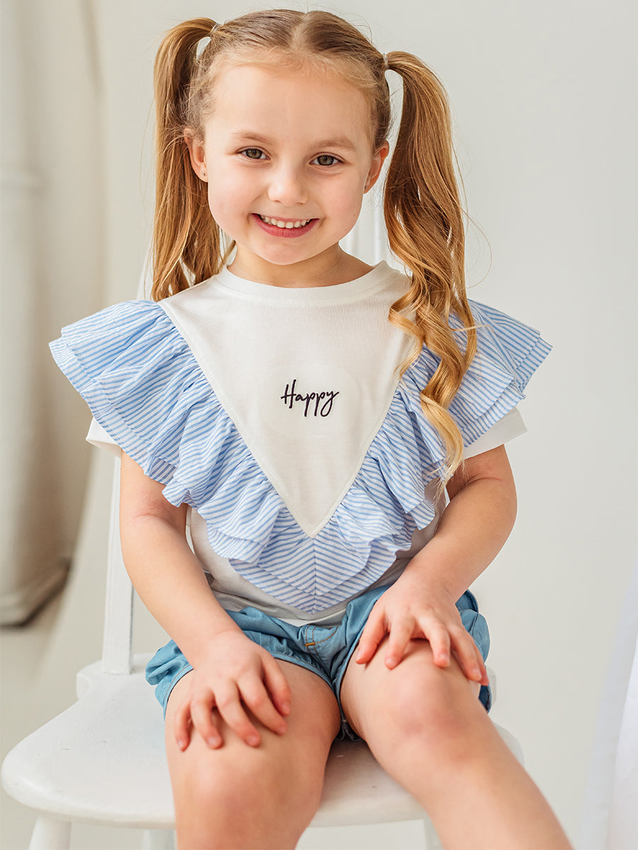 Camelia Frill T-Shirt. Blue Stripe – Happyology