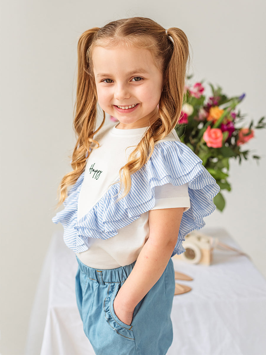 Camelia Frill T-Shirt. Blue Stripe – view 5