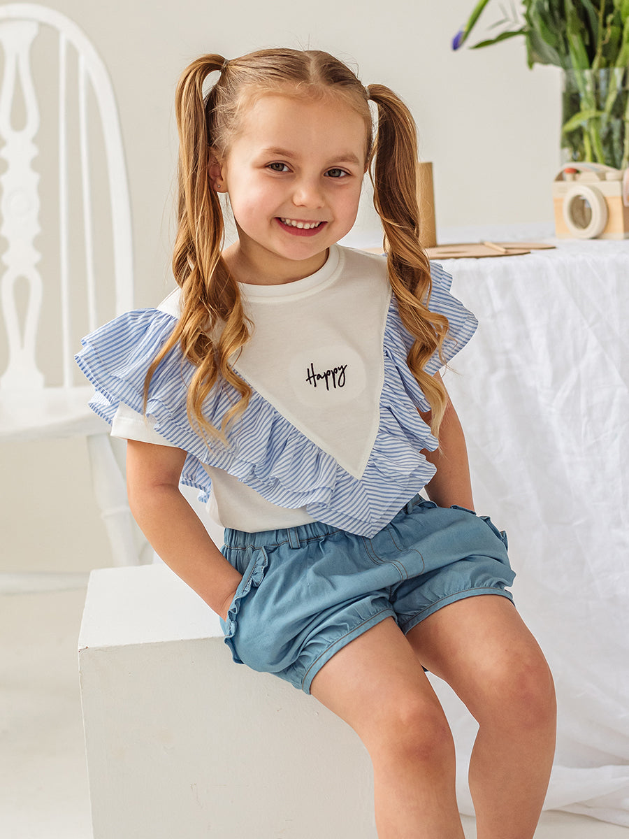 Camelia Frill T-Shirt. Blue Stripe – view 6