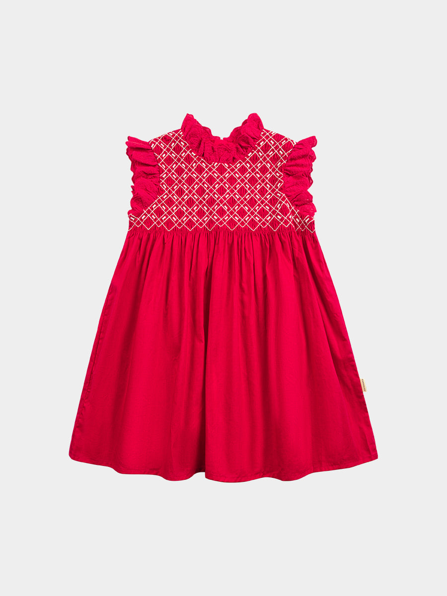 Laureola Smocking Dress, Princess Red – view 2