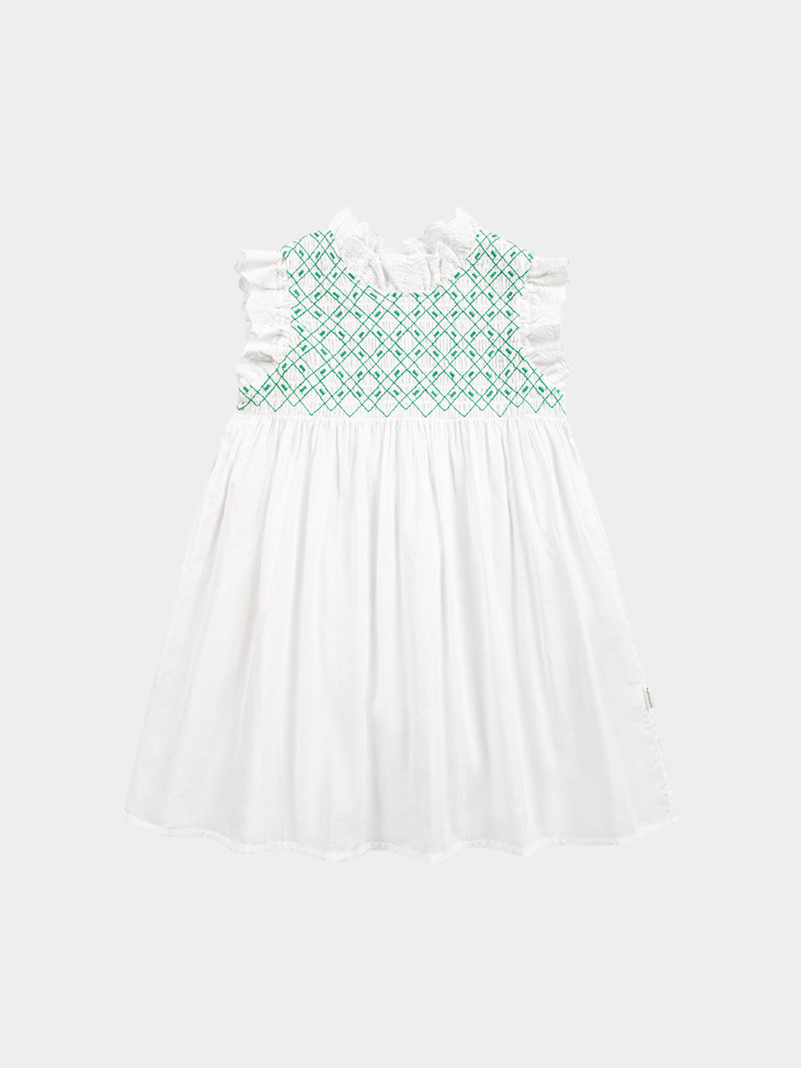 Laureola Smocking Dress, Ivory White – view 2