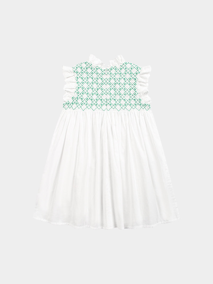 Laureola Smocking Dress, Ivory White – view 7