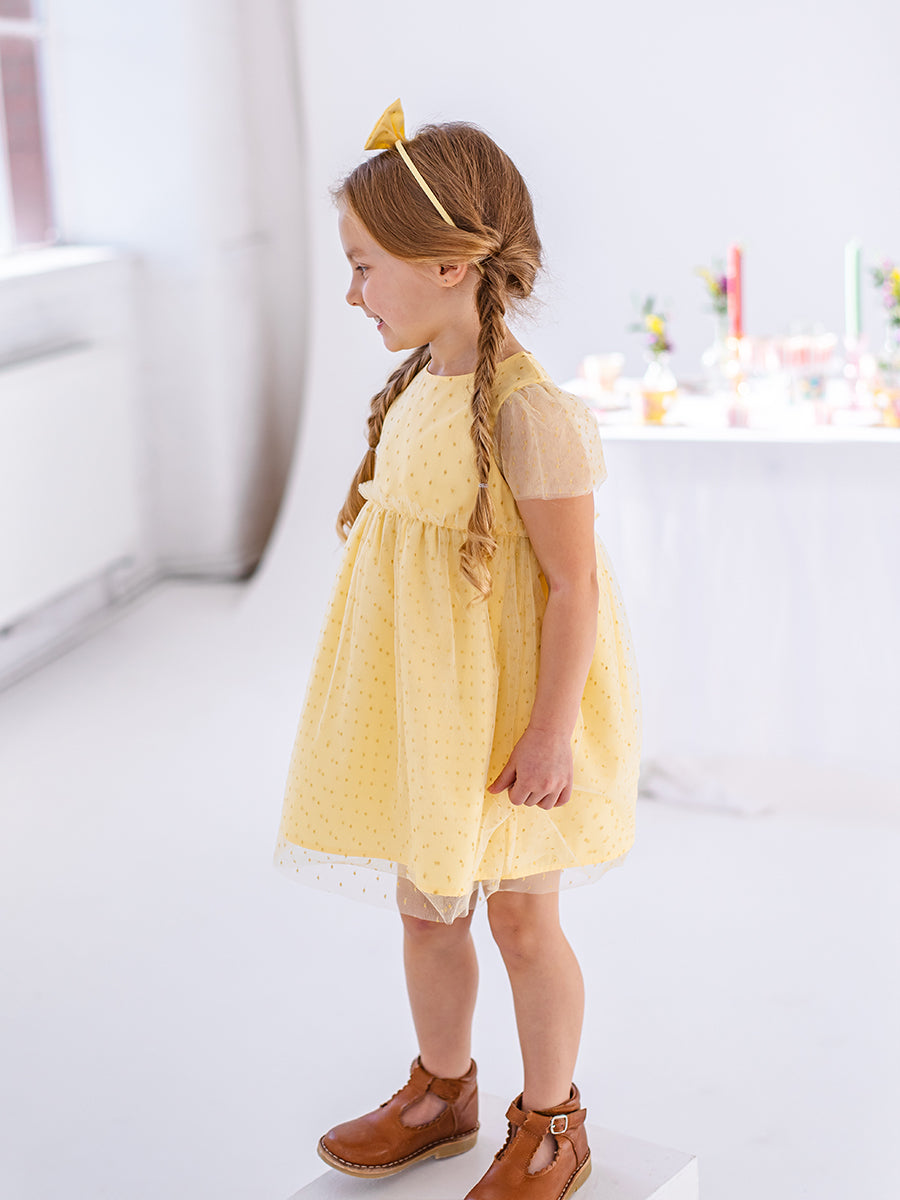 Iris Tulle Dress, Lemon Yellow – view 4