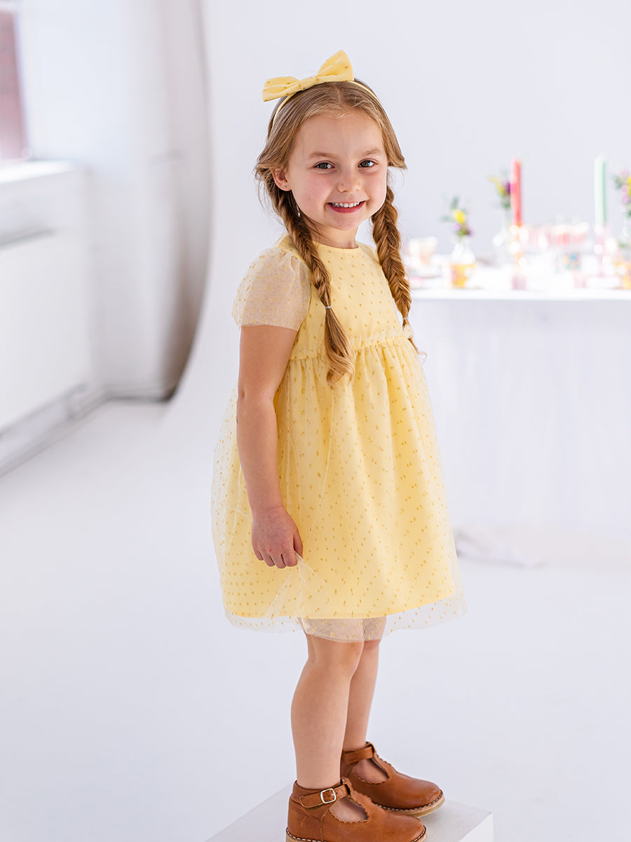 Iris Tulle Dress, Lemon Yellow – view 5