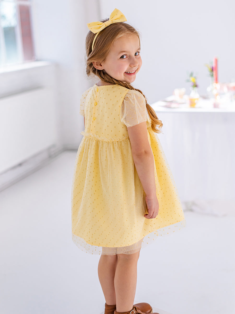 Iris Tulle Dress, Lemon Yellow – view 6