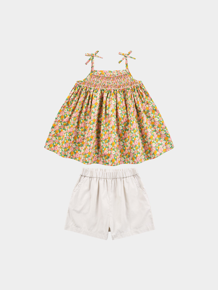 Cerris Smocking Top & Shorts Set, Blooming Cornwall – view 2