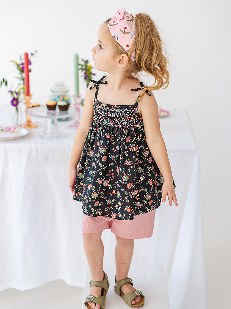 Cerris Smocking Top & Shorts Set, Secret Garden Night – view 5