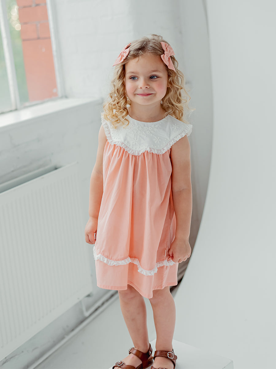 Betty Embroidery Collar Dress, Grapefruit – Happyology