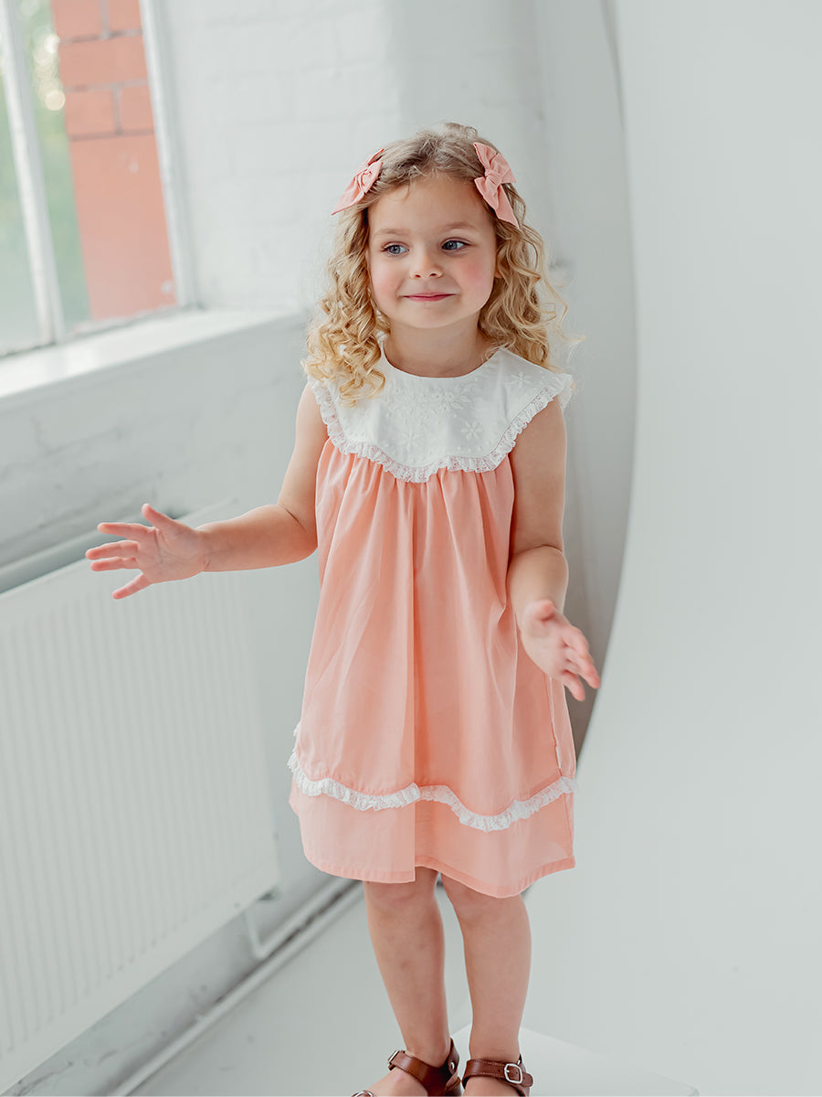 Betty Embroidery Collar Dress, Grapefruit – view 4