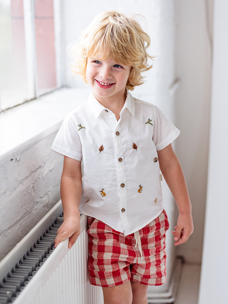 Malus Embroidery Shirt, ivory white – Happyology