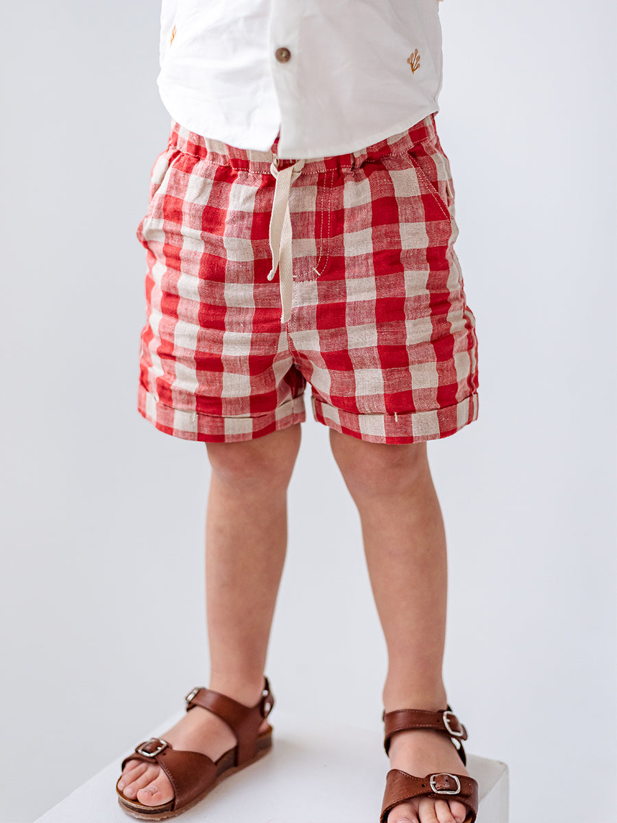 Oak Shorts, Red Plaid – Happyology