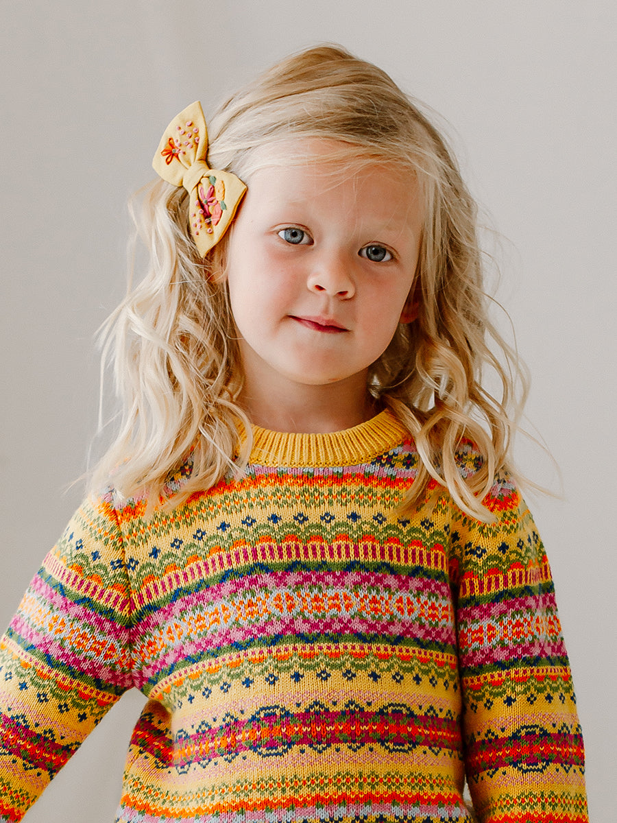 Harper Hand-Embroidery Hair Clip, Mustard – Happyology