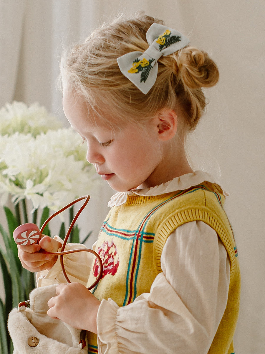 Harper Embroidery Hair Clip, Milkweed – view 3