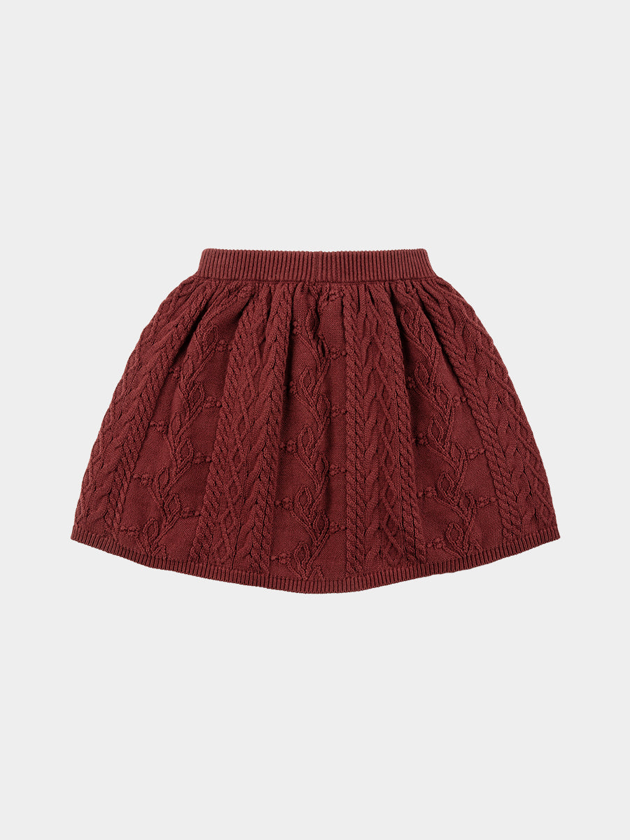 Louvre Lace-Knit Skirt, Maple Red – view 2