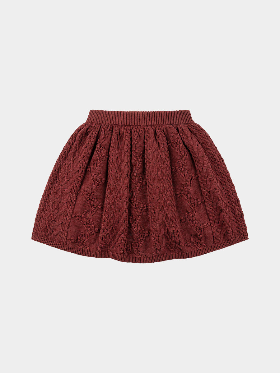 Louvre Lace-Knit Skirt, Maple Red – view 8