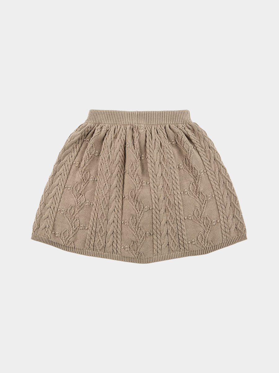 Louvre Lace-Knit Skirt, Champagne – view 8