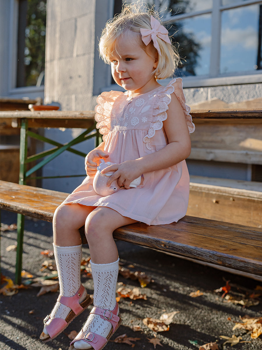Uffizi Embroidery Dress & Bloomers Set, Pearl Pink – Happyology
