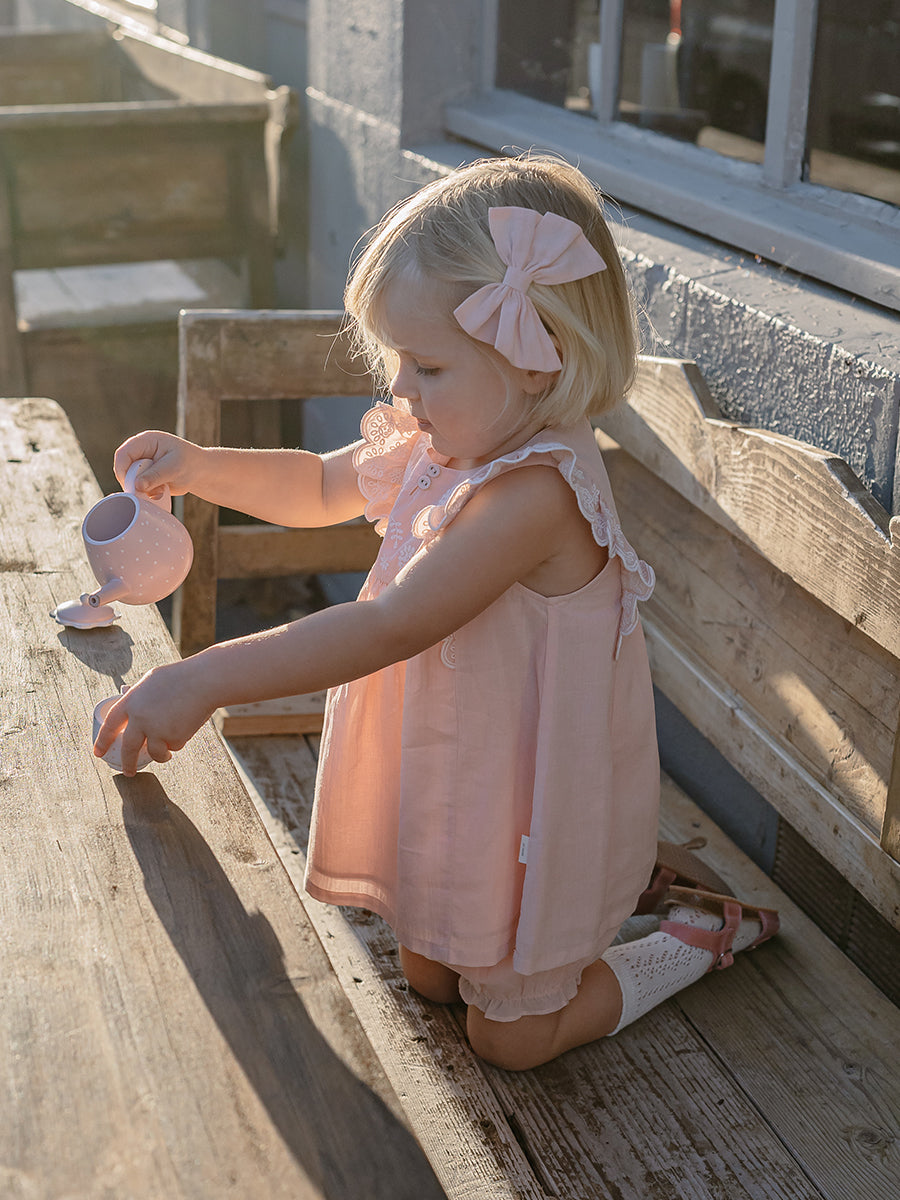 Uffizi Embroidery Dress & Bloomers Set, Pearl Pink – view 6