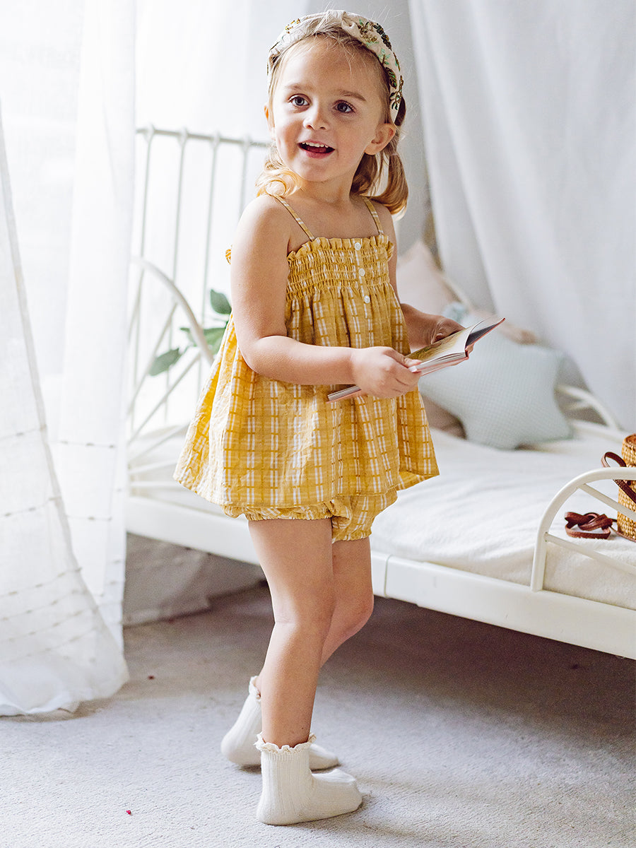 Vatican Top & Bloomers Set, Yellow Gingham – Happyology