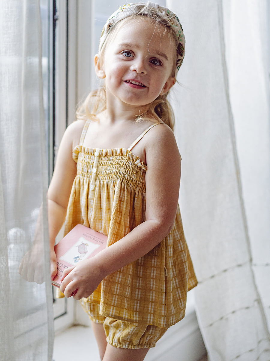 Vatican Top & Bloomers Set, Yellow Gingham – view 4